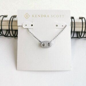 Kendra Scott Bailey White CZ Silver Pave Necklace NEW